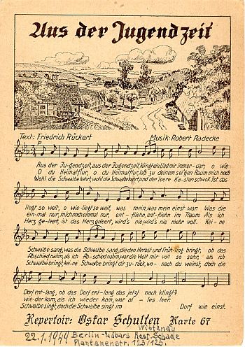 Abbildung Liedpostkarte Aus der Jugendzeit