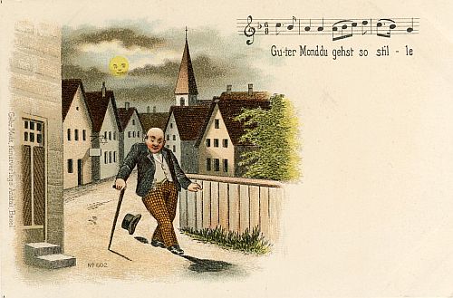 Abbildung Liedpostkarte 'Guter Mond du gehst so stille'