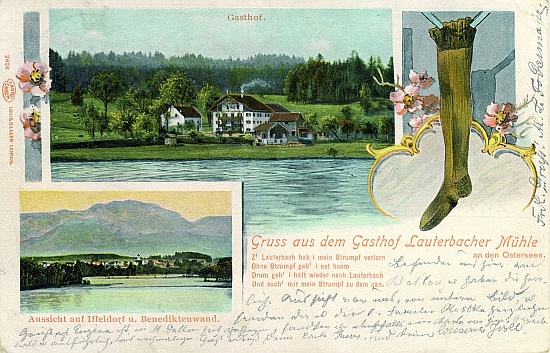 Abbildung Liedpostkarte 'Zu Lauterbach hab i mein Strumpf verloren' Abbildung Liedpostkarte 'Zu Lauterbach hab i mein Strumpf verloren'